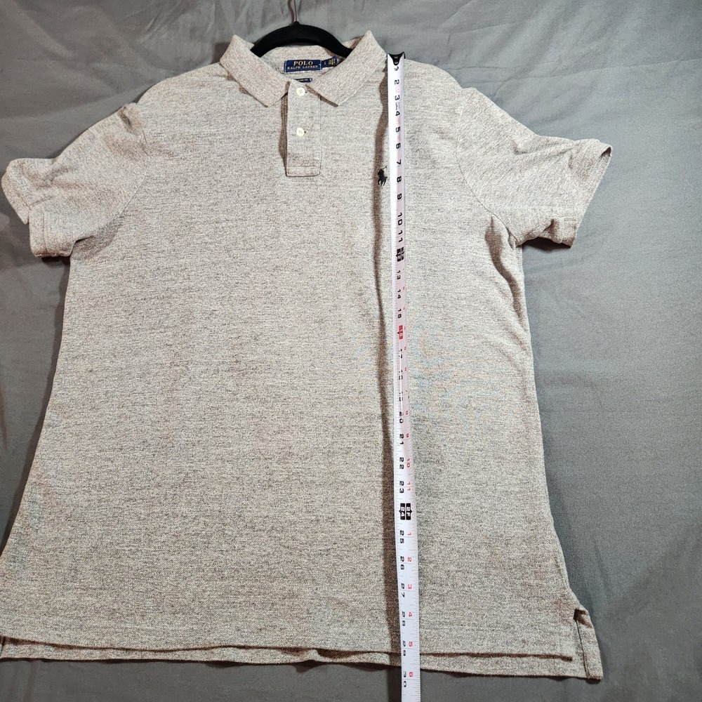 Men's Polo Ralph Lauren Classic Fit Polo Shirt in Heathered Light Gray - Large - Picture 8 of 8